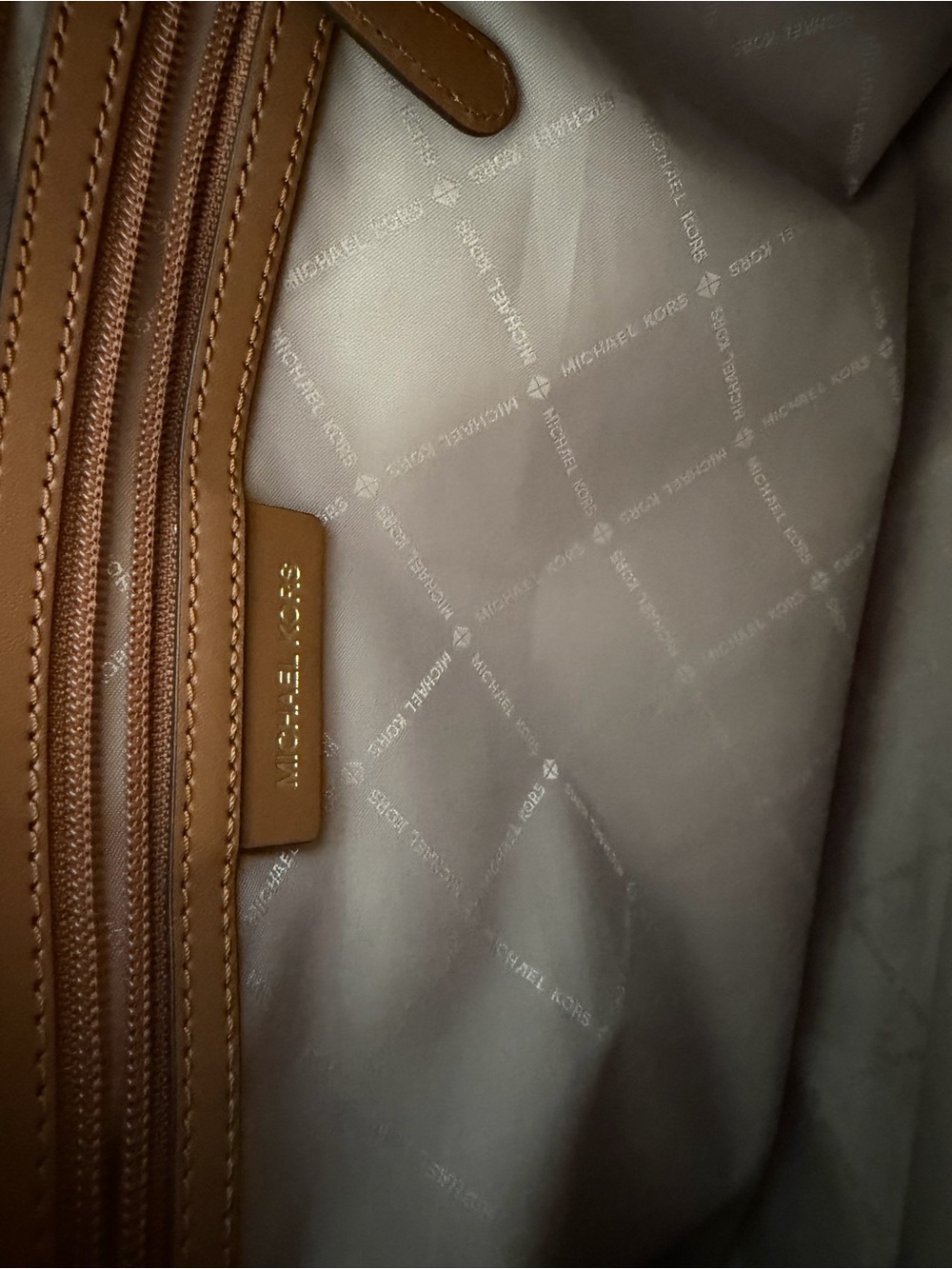 Michael Kors Cream and Brown MK Signature Shoulder Tote - Picture 7 of 11